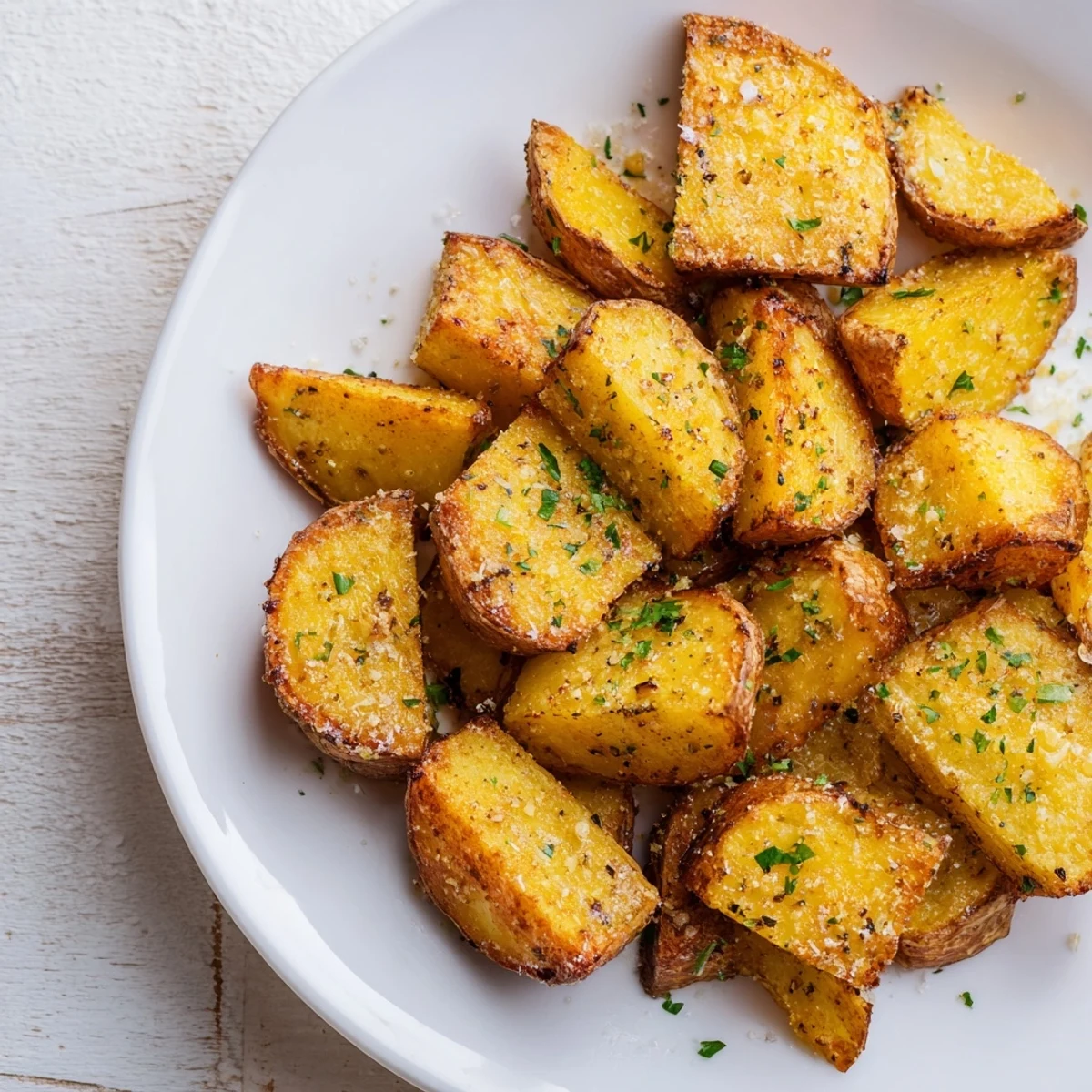 Close-up of freshly baked Crispy Oven-Baked Sweet Potato Wedges with a sprinkling of herbs.