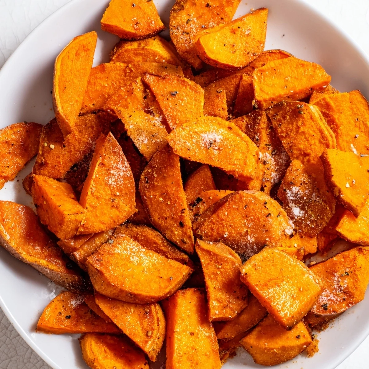 Golden-brown Crispy Oven-Baked Sweet Potato Wedges, perfectly seasoned and ready for dipping.