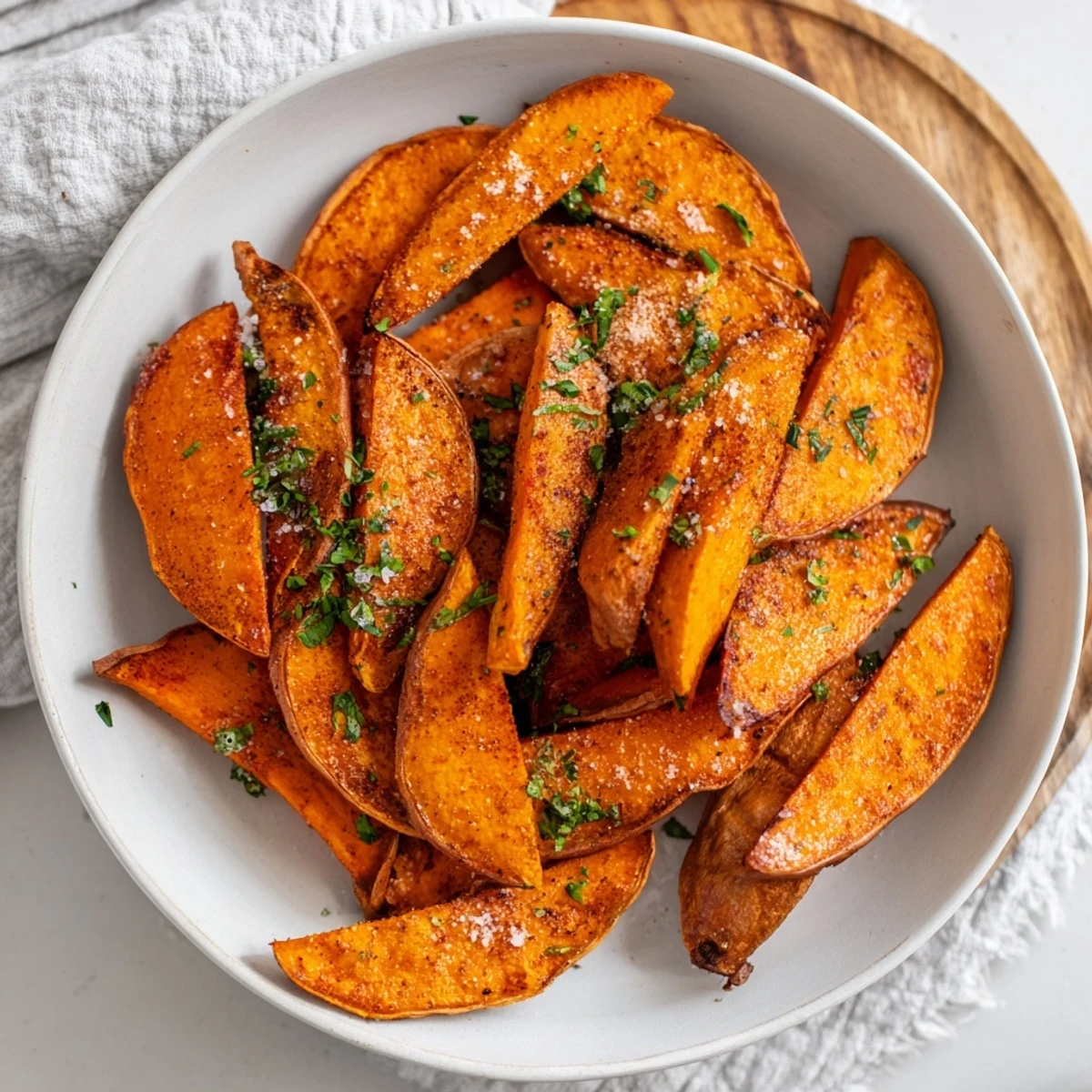 These homemade, flavorful Crispy Oven-Baked Sweet Potato Wedges promise a satisfying, delicious crunch.