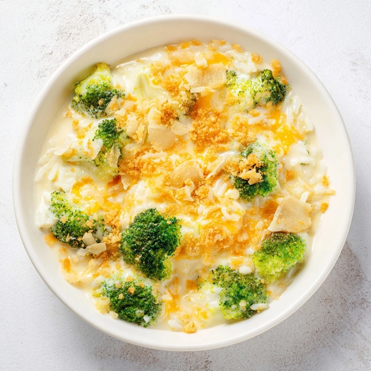 Golden, bubbly Cheesy Broccoli and Rice All-in-One Bake, perfect for a cozy weeknight dinner.