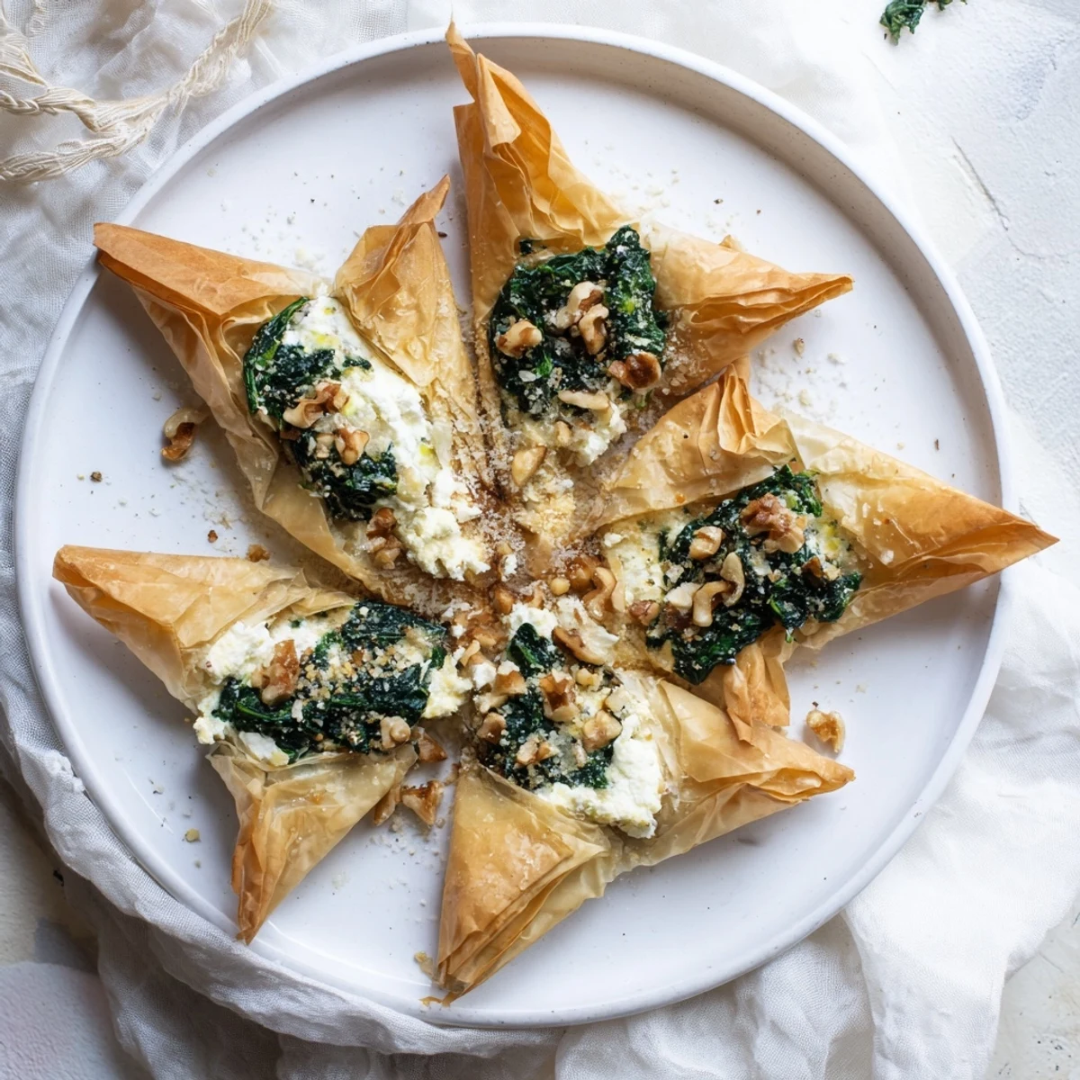 Warm and savory, these handmade Savory Spinach and Ricotta Puff Pastry Triangles offer a delicious, flaky texture.