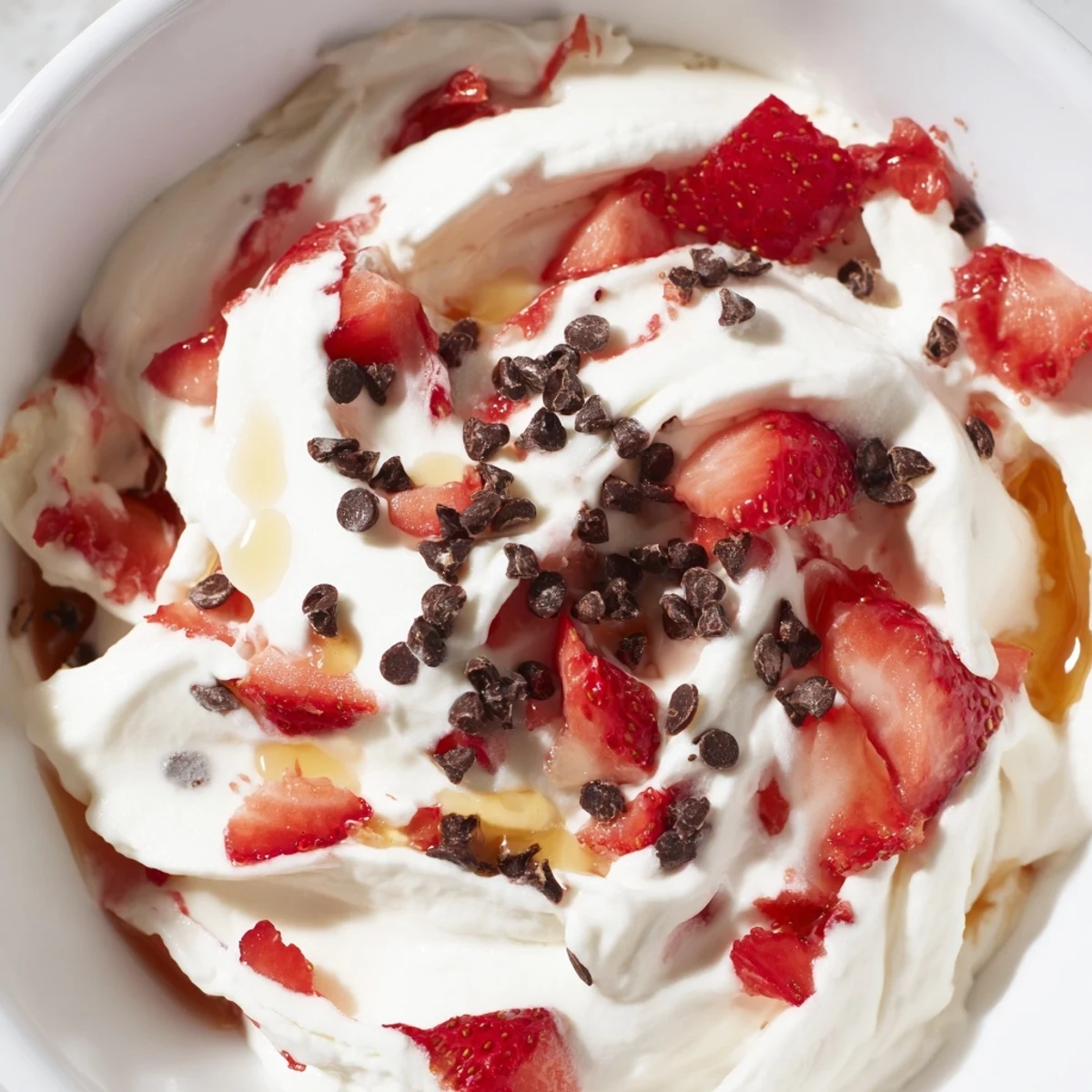 A close-up of creamy Cottage Cheese Ice Cream, studded with fresh berries, ready to be scooped.