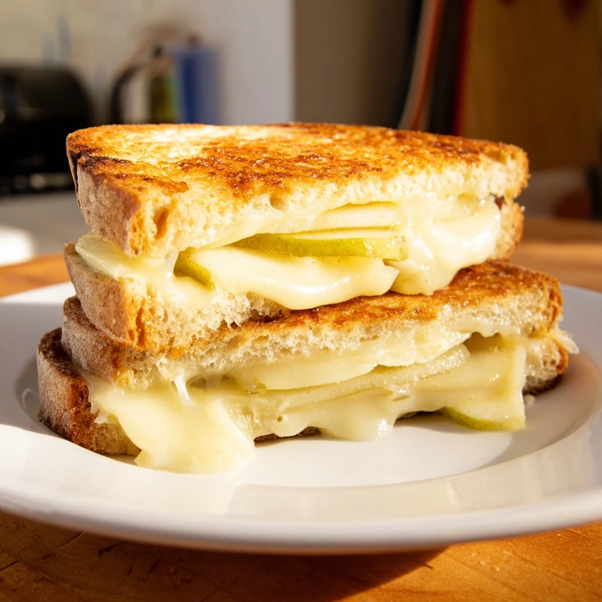 Golden, melty Brie and apple grilled cheese, a warm, comforting sandwich perfect for lunch.