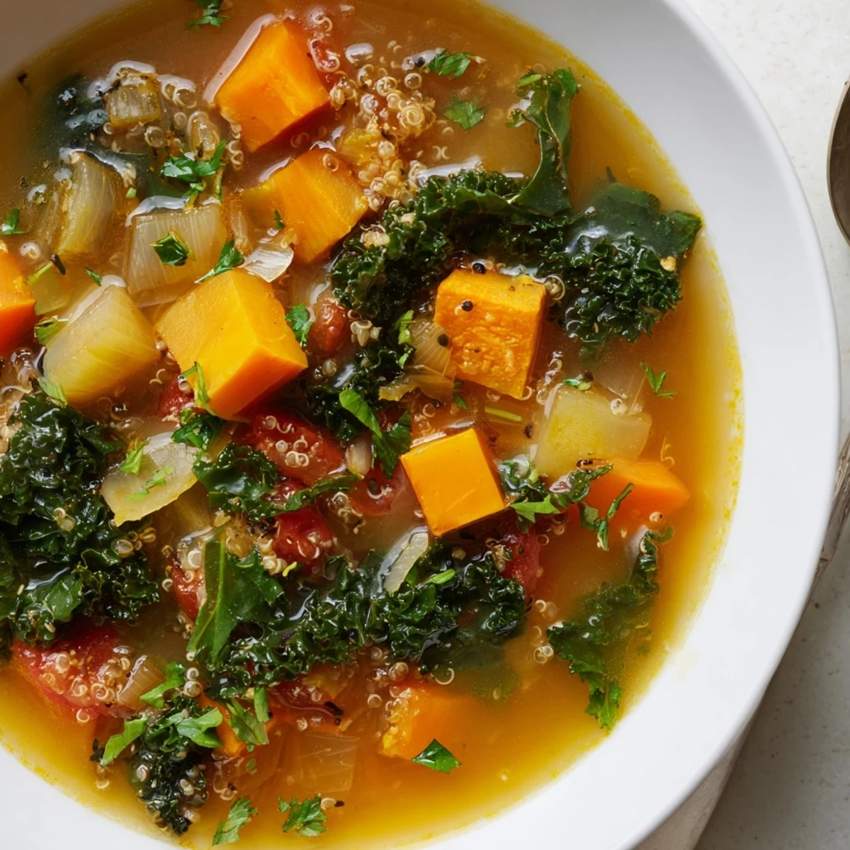 Aromatic Nourishing Winter Veggie Soup, perfect for a cozy, delicious and healthy winter meal.