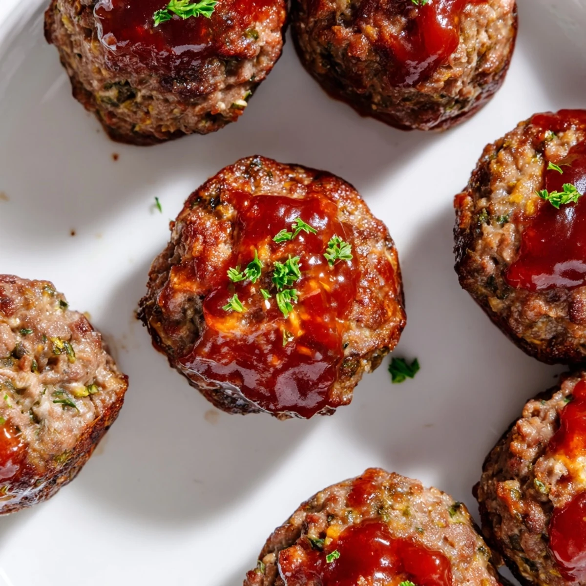 Golden-brown mini meatloaf bites, glistening with maple-mustard glaze, ready for serving.