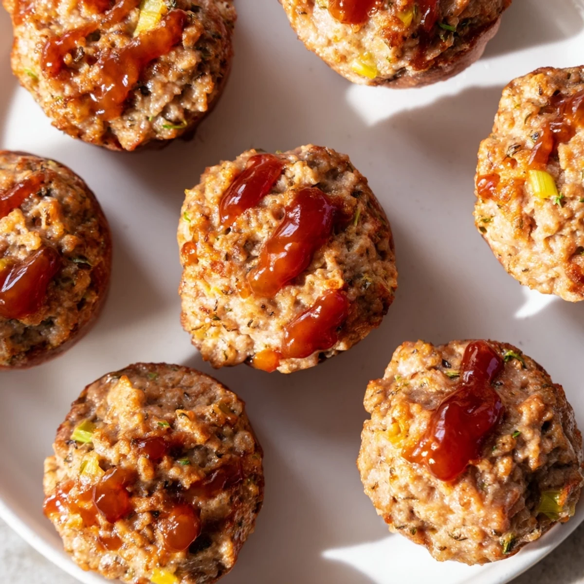 A close-up of tender, easy-to-make mini meatloaf bites, perfect for a cozy weeknight dinner.