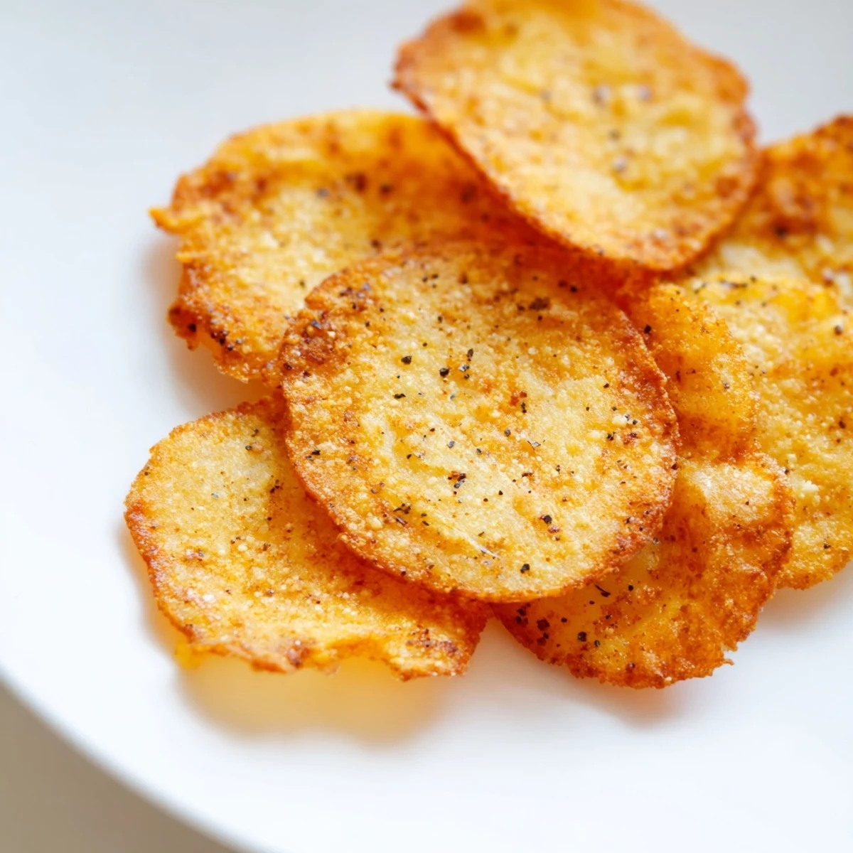 A close-up of savory Cottage Cheese Chips cooling on a parchment-lined tray, showcasing their sturdy texture and warm, inviting color.