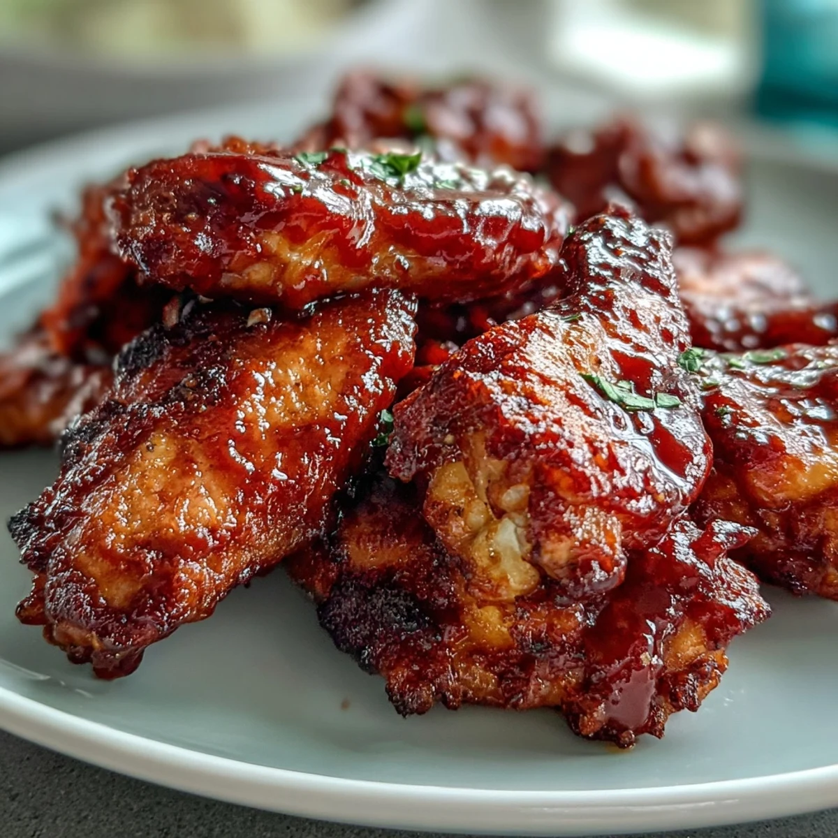 Crispy golden-brown Fried Chicken Wings tossed in tangy Buffalo sauce and garnished with fresh chives.
