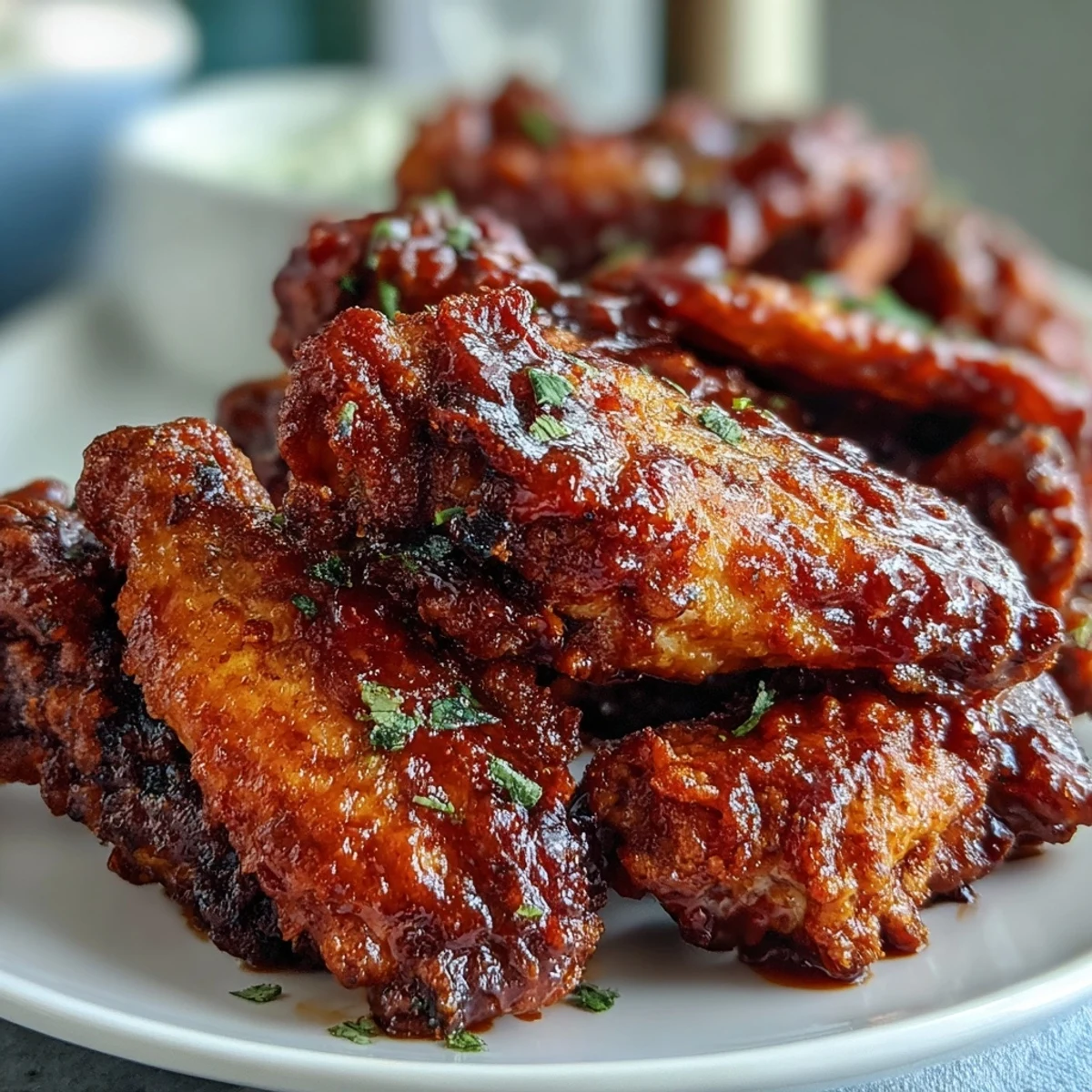 Hearty platter of deep-fried Fried Chicken Wings served with celery sticks and blue cheese dip.