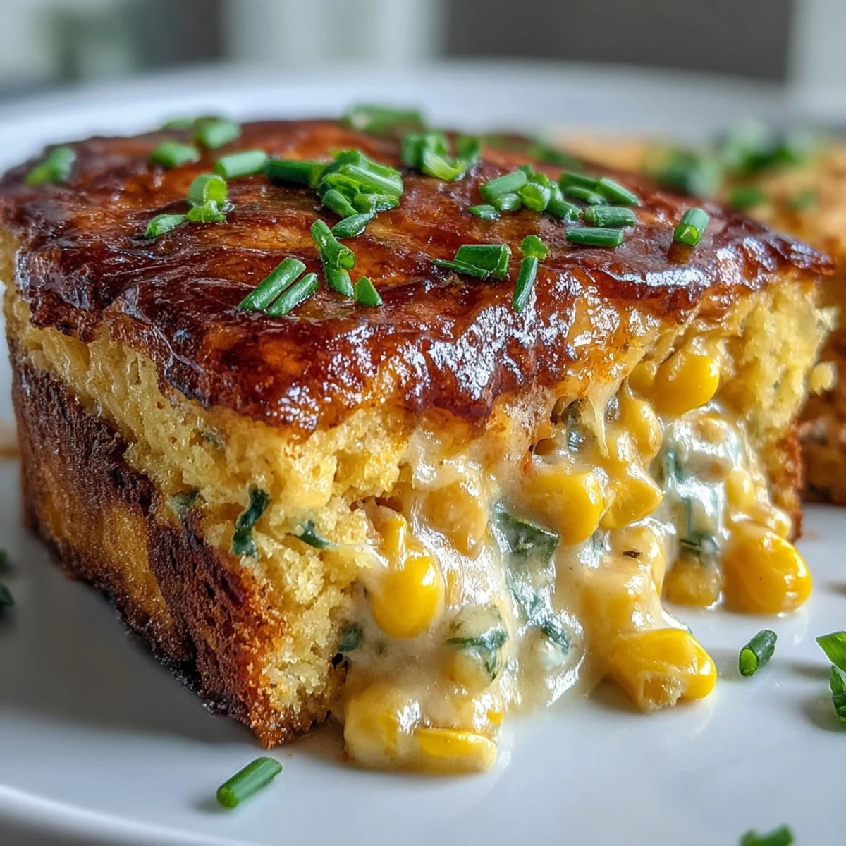 Golden baked Crack Corn Dip bubbling with cream cheese, corn, and spicy peppers, ready to scoop.