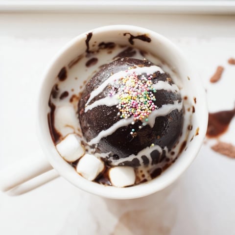 Hot chocolate bombs on a wooden table, showing glossy chocolate spheres drizzled with white chocolate and sprinkled for a festive look.