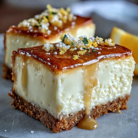 Refreshing limoncello cheesecake bars served chilled, featuring a smooth filling and crisp graham cracker base, perfect for summer dessert.  