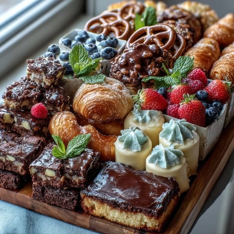Festive grad party dessert board with mini brownies, lemon bars, and colorful cake slices for celebration.