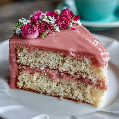 Beautiful layered cake with pink ombre buttercream, delicate edible flowers, and smooth vanilla sponge—perfect Mothers Day dessert centerpiece.