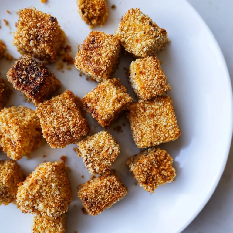 Imagine crispy golden brown tofu nuggets, fresh from the skillet, ready for dipping and enjoying.