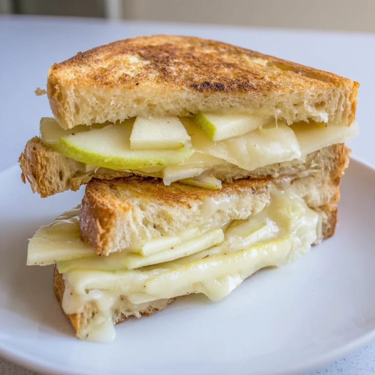 Perfectly grilled Brie and apple grilled cheese, with a delightful blend of textures and flavors.