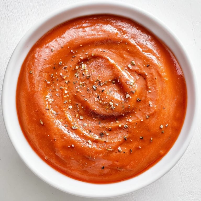 Perfect for pasta: a close-up of the delicious, easy Instant Marinara Hack sauce with a glossy texture.