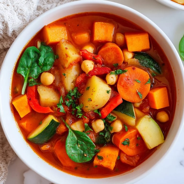 A close-up of a flavorful, gluten-free hearty vegan sweet potato stew, ready to be enjoyed.