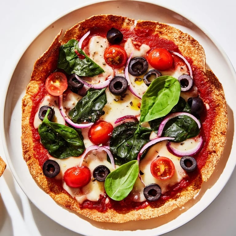 Homemade Crispy Tortilla Pizza, offering a quick Italian-American meal with irresistible cheese pull.