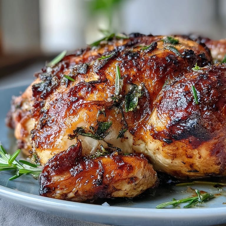 A close-up of Roasted Chicken with Pot Potatoes, Lemon Herbs, and Feta, highlighting zesty lemon wedges and fresh herbs.  