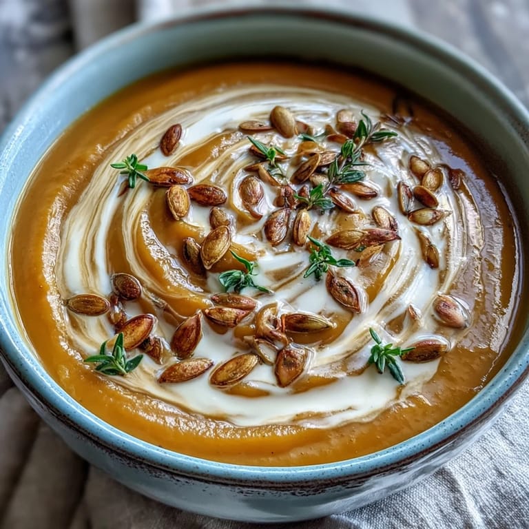 Vibrant orange Butternut Squash and Apple Soup in a rustic bowl, perfect for a cozy autumn dinner.