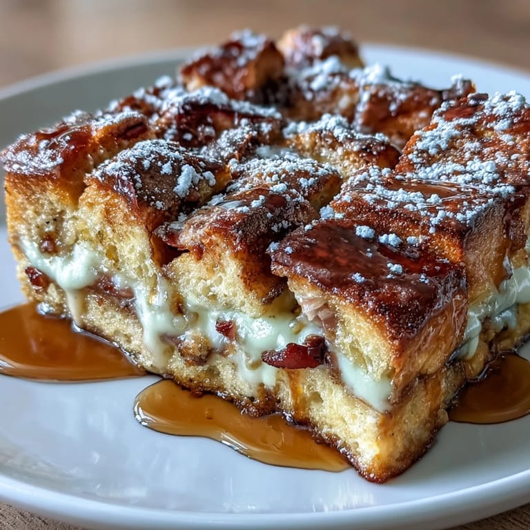 Layers of savory ham, turkey, and melted Swiss cheese in a baked brunch casserole.