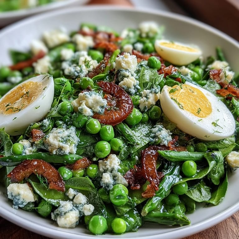 Refreshing spring salad with lemon vinaigrette, radishes, and peas, featuring colorful vegetables and a tangy, bright dressing perfect for seasonal dining.