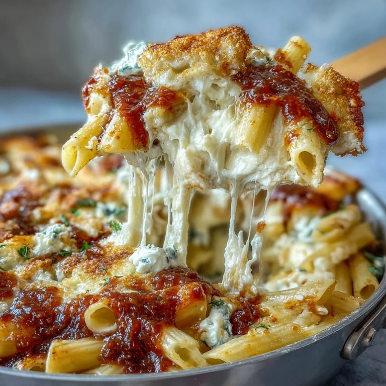 Cozy family dinner featuring One-Pot Cheesy Pasta Bake with gooey mozzarella and fresh herb garnish.