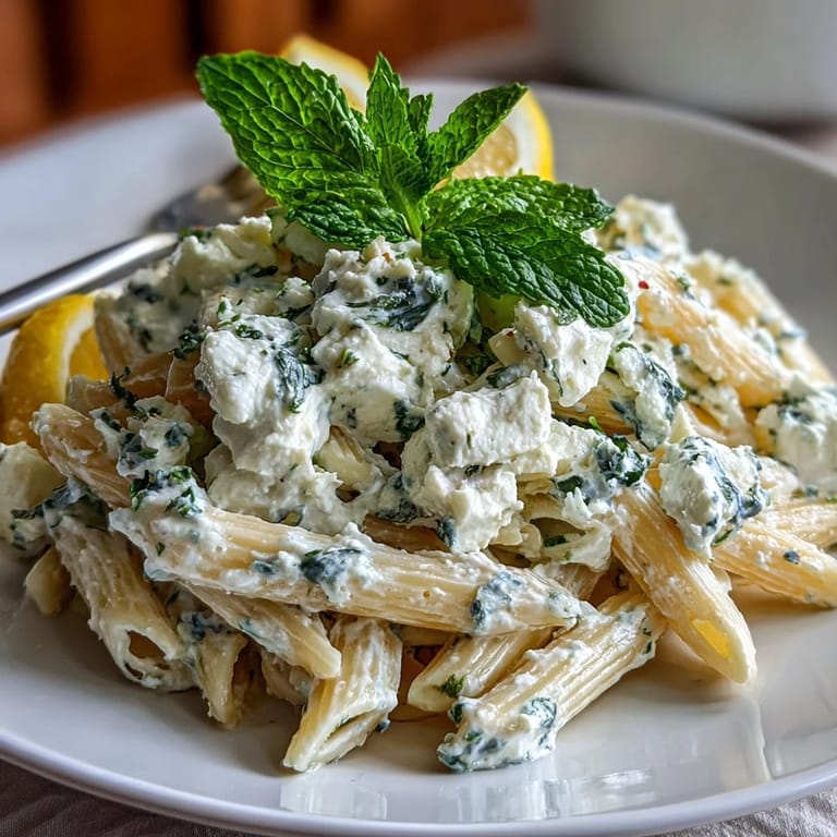 Fresh pasta tossed with sweet peas, creamy ricotta, and fragrant mint for a bright, satisfying meal.  