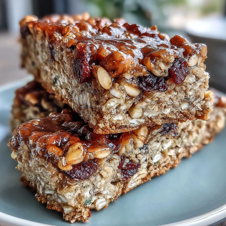 Wholesome No-Bake Granola Energy Bars packed with chewy oats, crunchy nuts, and sweet dried fruit in every bite.