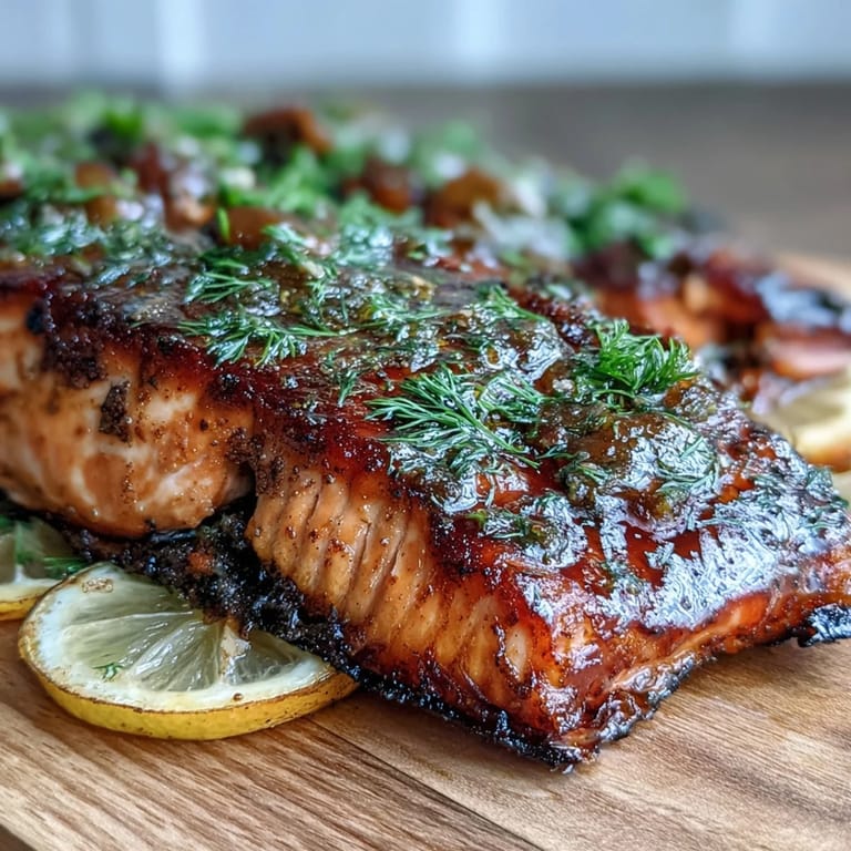 Cedar-grilled salmon with lemon and dill offers tender, flaky fish with a subtle smoky aroma perfect for outdoor dining.