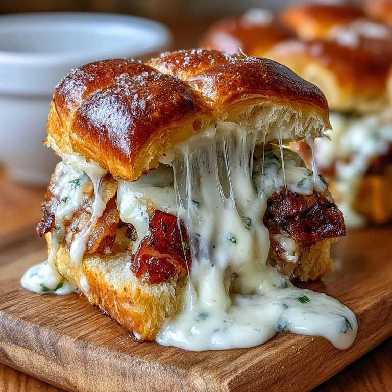 Golden-baked brioche sliders filled with roasted turkey, crispy bacon, and rich Gruyère Mornay sauce, perfect for Derby parties or Southern gatherings.