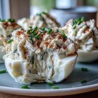 Gourmet Crab Cake Deviled Eggs with Old Bay, a savory appetizer delight.