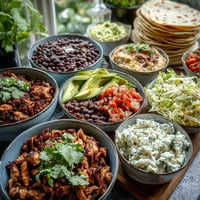 Vibrant DIY Taco Bar for Outdoor BBQ, a feast of fresh toppings.